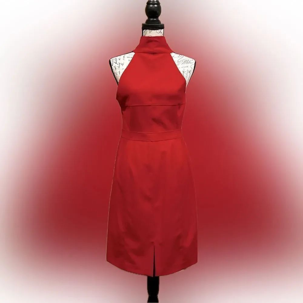 Marc New York Andrew Marc bright red halter evening dress SZ 6